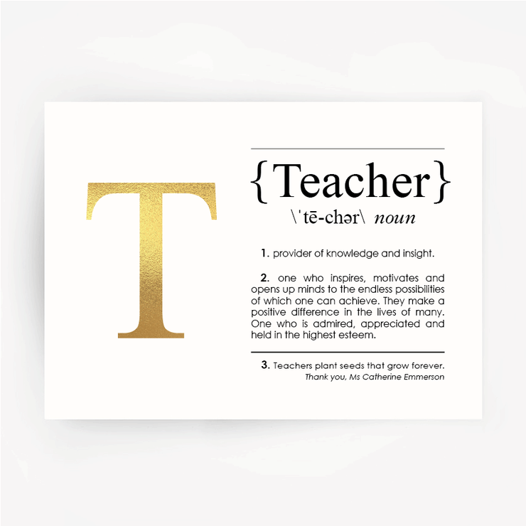 TEACHER Definition Foil Print