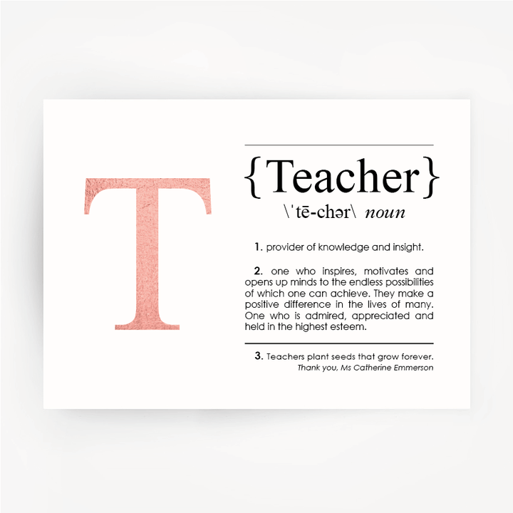 TEACHER Definition Rose Gold Foil Print