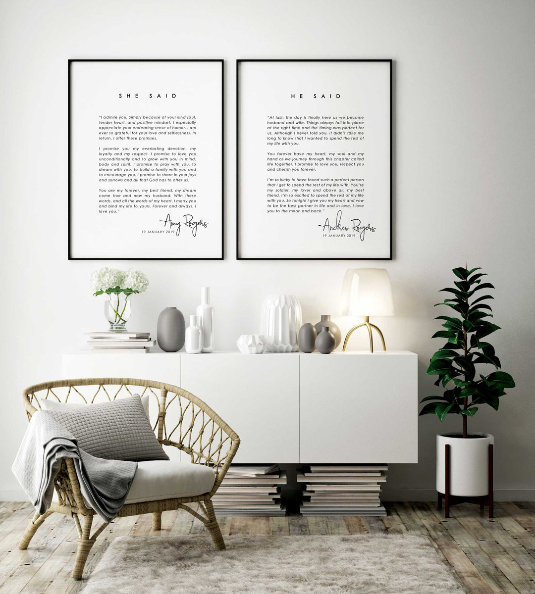 Vows Customised Keepsake Print Living Room