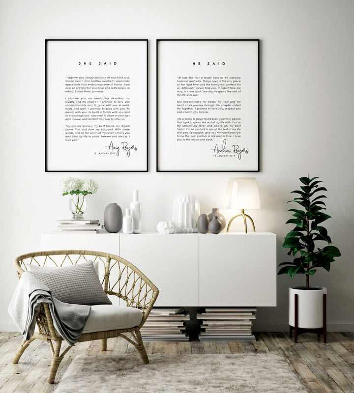 Wedding Vows Customised Keepsake Print Living Room