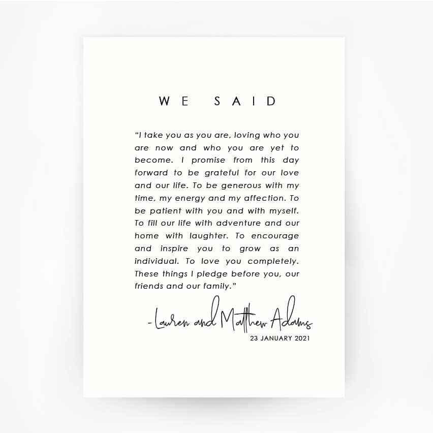 Dual Vows Keepsake Print