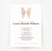 Memorial Print Wings Customised Rose Gold