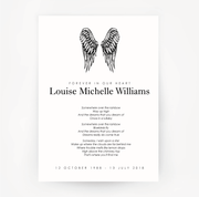 Memorial Print Wings Customised Black